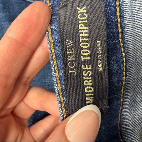 J Crew Blue Mid Rise Toothpick Jeans Womens 25 Skinny Denim Classic Casual - Picture 7 of 7